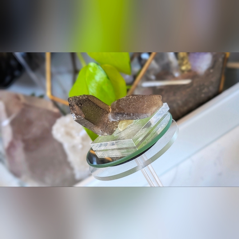 Epidote & Smokey Quartz Crystals 2pcs